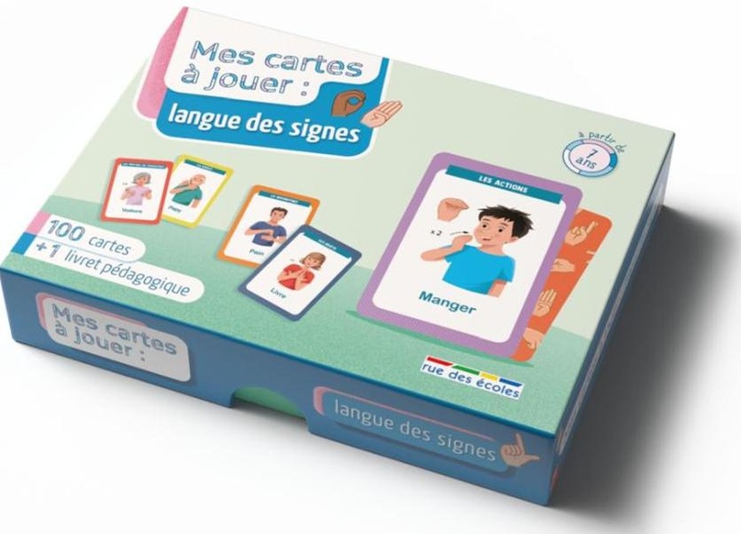 MES CARTES A JOUER - LANGUE DES SIGNES, DES 7 ANS - 100 CARTES + 1 LIVRET PEDAGOGIQUE