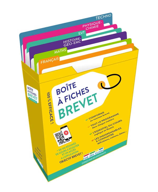 BOITE A FICHES - BREVET - 180 FICHES RECTO-VERSO POUR REVISER SON BREVET !