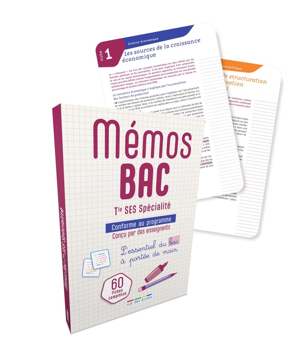 MEMOS BAC SPECIALITE SES - 60 FICHES POUR REVISER - L'ESSENTIEL A PORTEE DE MAINS !