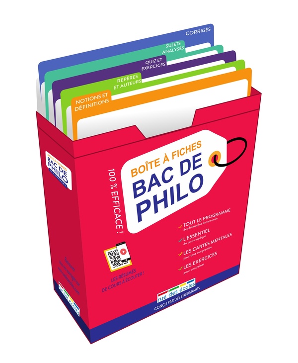 BOITE A FICHES - BAC DE PHILO - 80 FICHES RECTO-VERSO POUR REUSSIR LE BAC PHILO !
