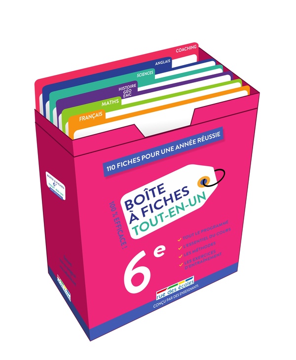BOITE A FICHES 6E - 110 FICHES RECTO-VERSO POUR UNE ANNEE REUSSIE !