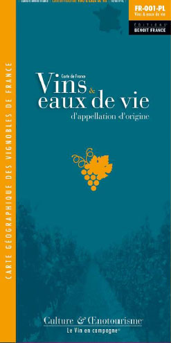 VINS ET EAUX DE VIE D'APPELLATION D'ORIGINE FRANCE CARTE PLIEE