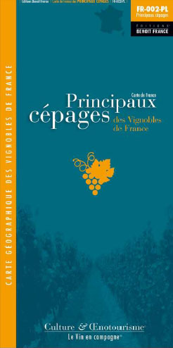 PRINCIPAUX CEPAGES DES VIGNOBLES DE FRANCE CARTE PLIEE