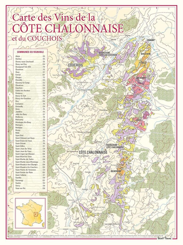 CARTE DES VINS DE LA COTE CHALONNAISE ET DU COUCHOIS