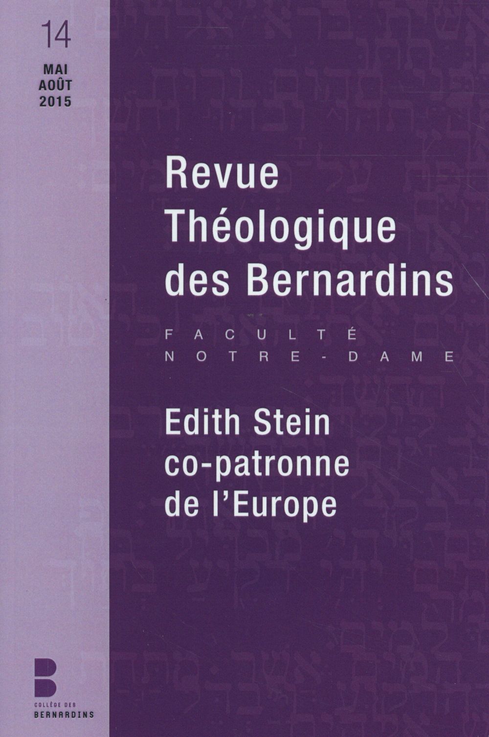 REVUE THEOLOGIQUE DES BERNARDINS N14