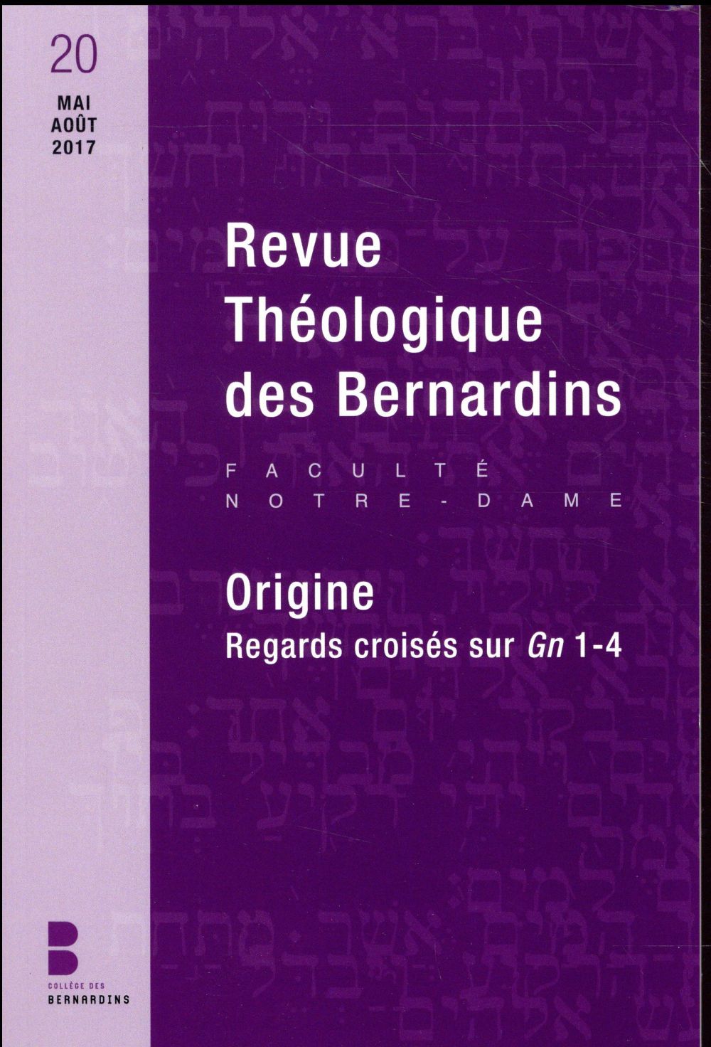 REVUE THEOLOGIQUE DES BERNARDINS 20