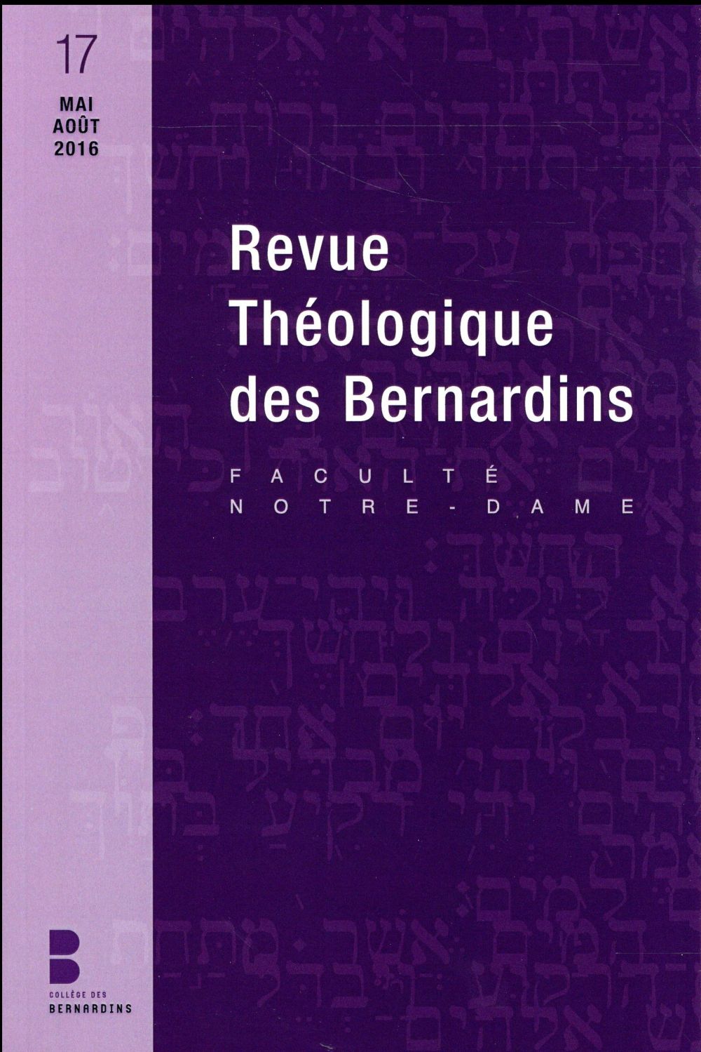 REVUE THEOLOGIQUE DES BERNARDINS 17
