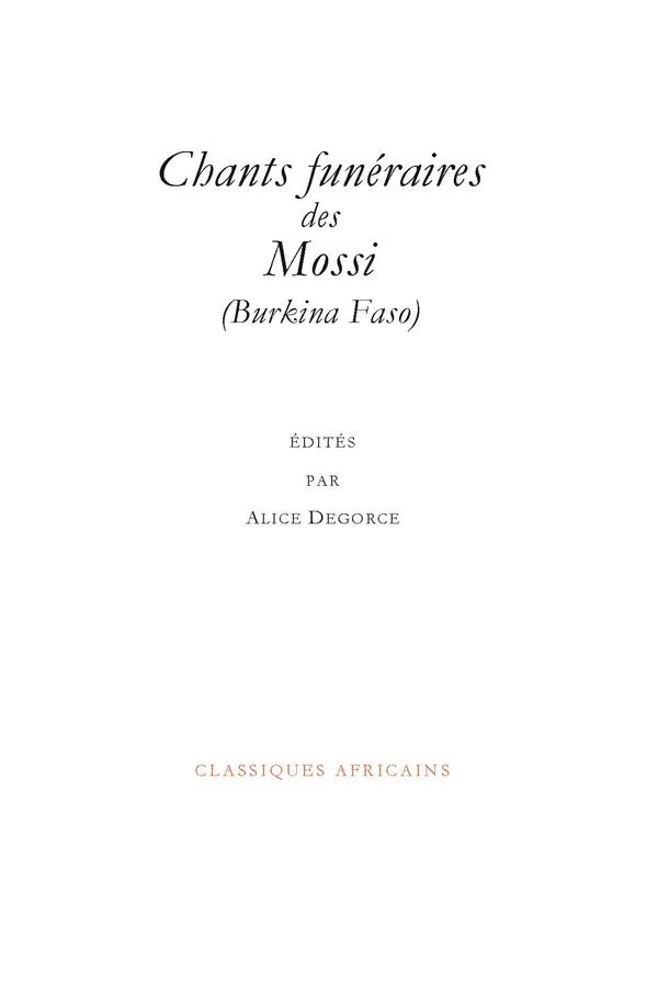 CHANTS FUNERAIRES DES MOSSI (BURKINA FASO)