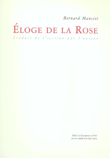 ELOGE DE LA ROSE