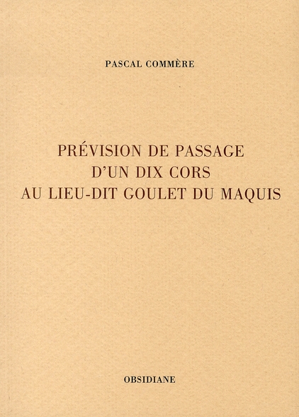 PREVISION DE PASSAGE D'UN DIX CORS AU LIEU-DIT GOULET DU MAQUIS