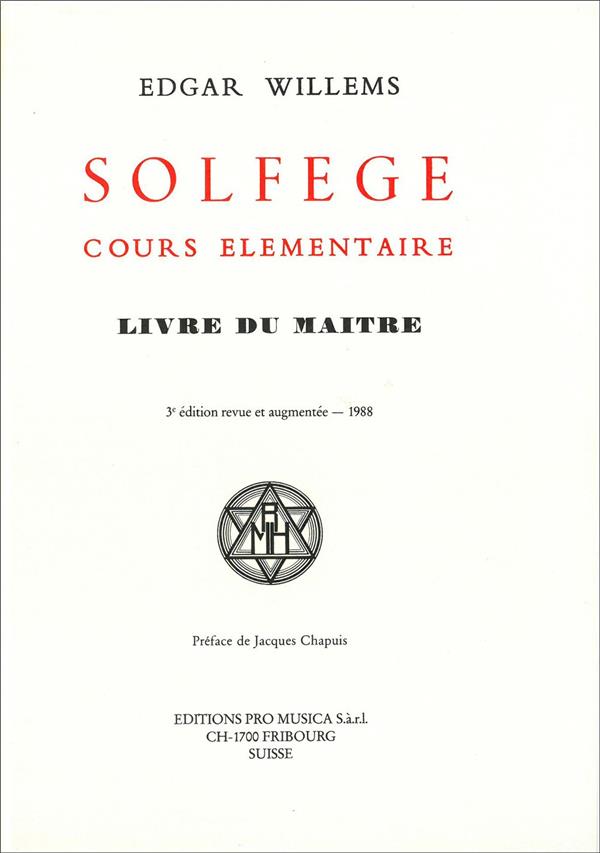 SOLFEGE, COURS ELEMENTAIRE. LIVRE DU MAITRE