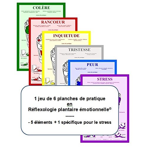 JEU DE 6 PLANCHES DE PRATIQUE, REFLEXOLOGIE PLANTAIRE EMOTIONNELLE