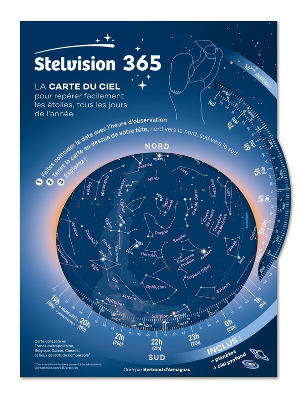 STELVISION 365 - LA CARTE DU CIEL POUR REPERER FACILEMENT LES ETOILES, TOUS LES JOURS DE L'ANNEE