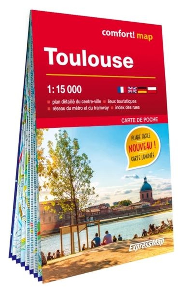 TOULOUSE 1/15.000 (CARTE POCHE FORMAT LAMINEE - PLAN DE VILLE)