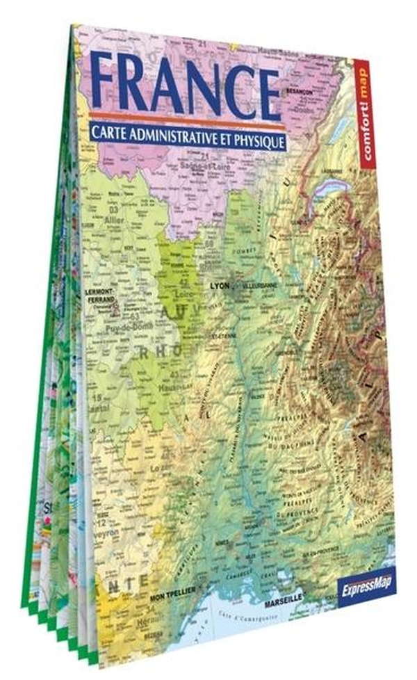 FRANCE 1/1.500.000 CARTE ADMINISTRATIVE ET PHYSIQUE (FORMAT XXL, LAMINEE)