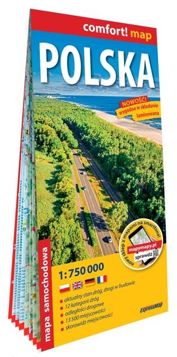 POLOGNE 1/750.000 (CARTE GRAND FORMAT LAMINEE). POLAND / POLSKA