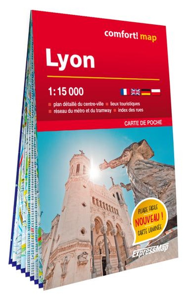 LYON 1/15.000 (CARTE FORMAT POCHE LAMINEE - PLAN DE VILLE)