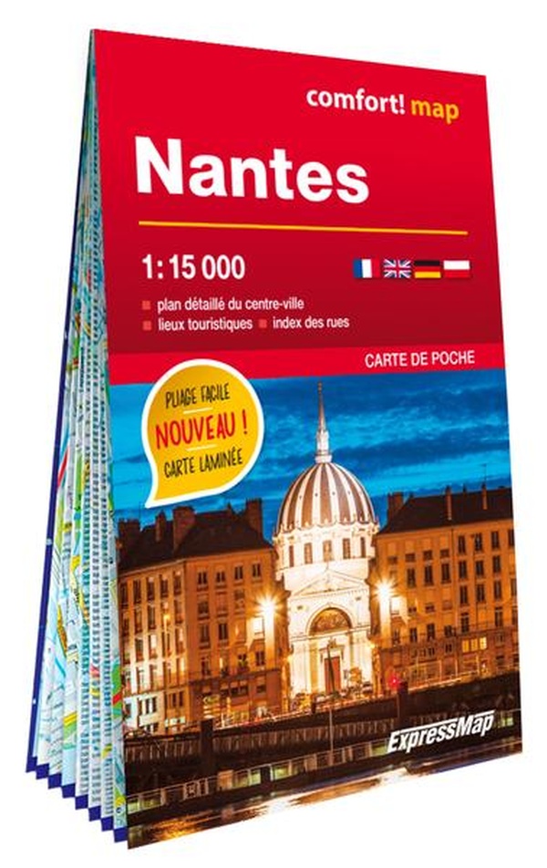 NANTES 1/15.000 (CARTE FORMAT POCHE LAMINEE - PLAN DE VILLE)
