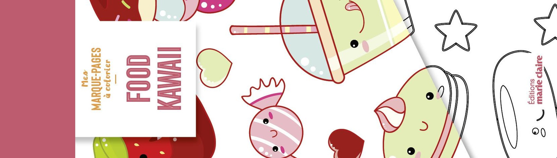 MARQUE-PAGES - FOOD KAWAII - 50 MARQUE-PAGES A COLORIER