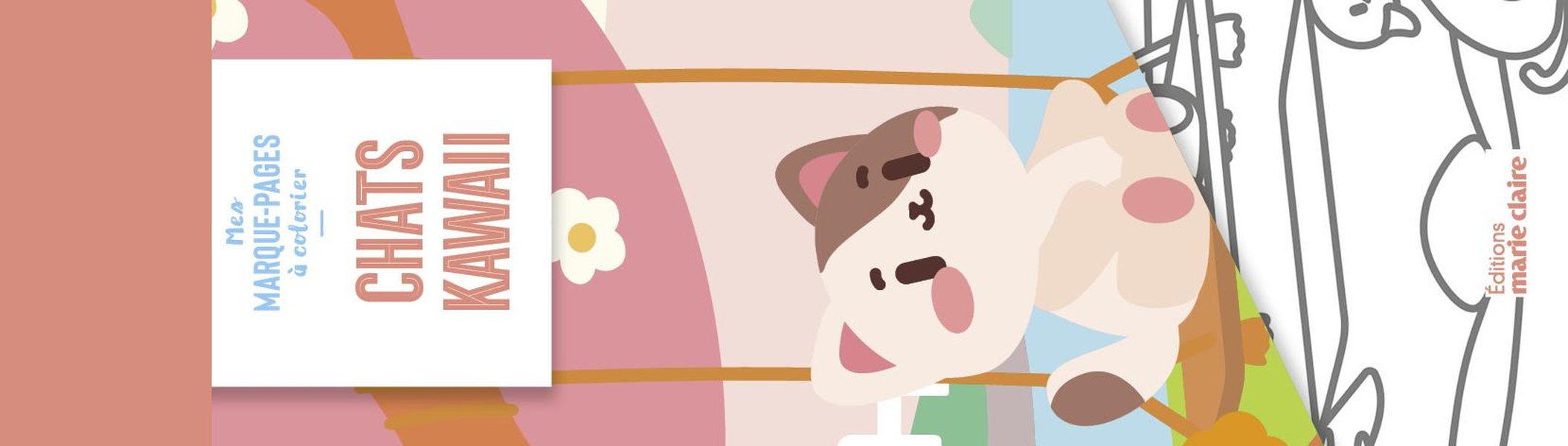 MARQUE-PAGES - CHATS KAWAII - 50 MARQUE-PAGES A COLORIER