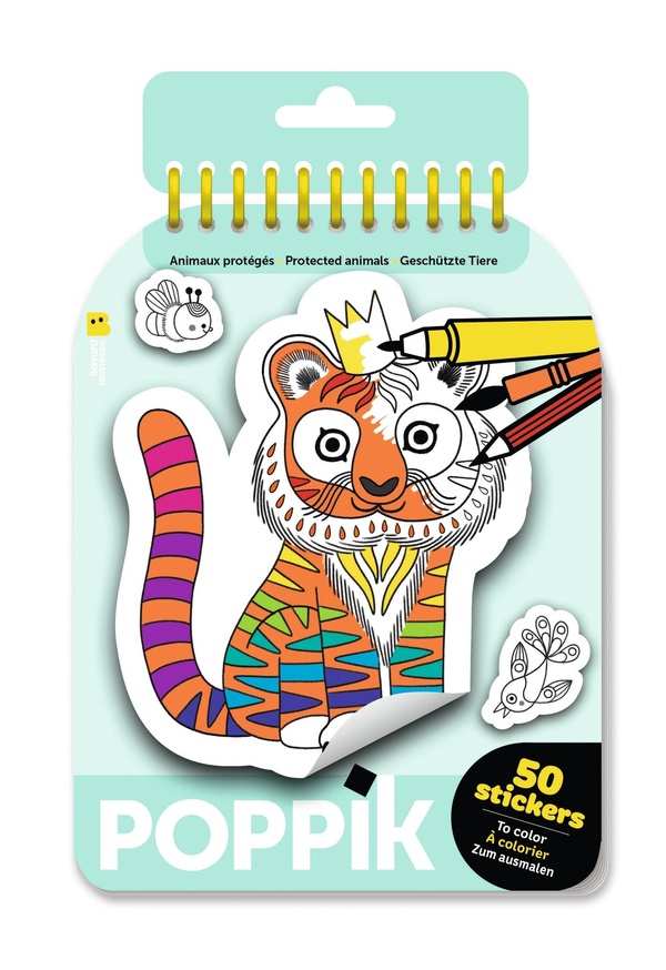 ANIMAUX PROTEGES - 50 STICKERS REPOSITIONNABLES A COLORIER