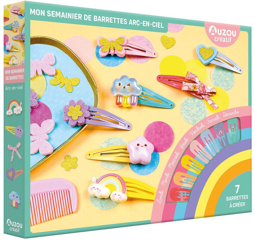 MON SEMAINIER DE BARRETTES ARC-EN-CIEL - 7 BARRETTES A CREER