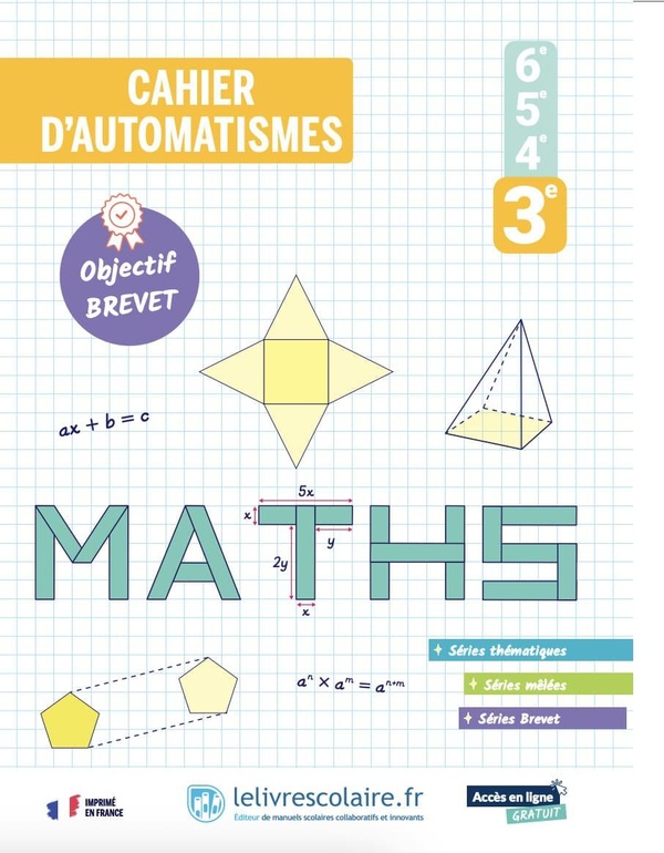 MATHEMATIQUES 3E 2026 - CAHIER D'AUTOMATISMES