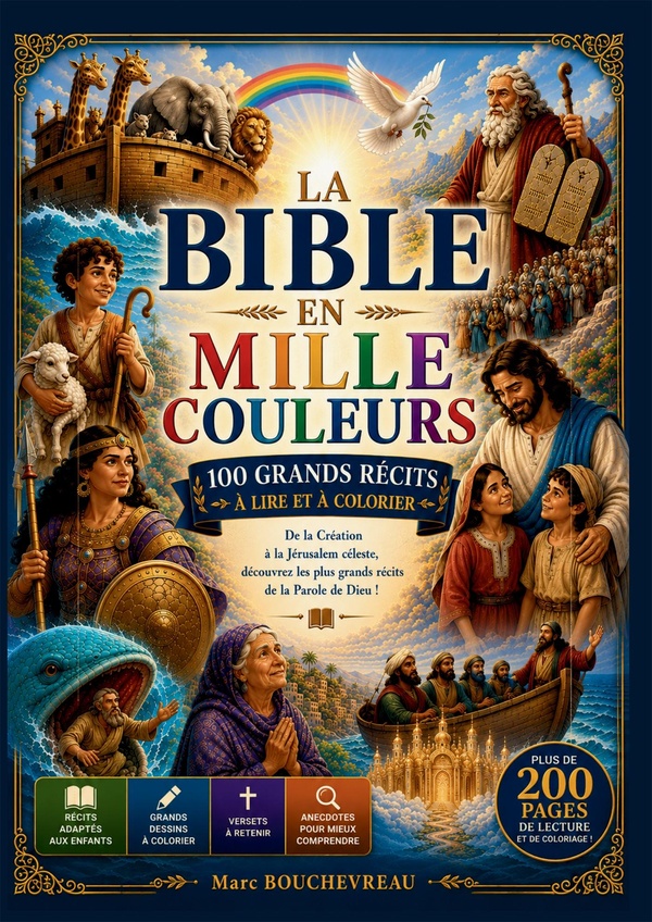 LA BIBLE EN MILLE COULEURS - 100 GRANDS RECITS A LIRE ET A COLORIER