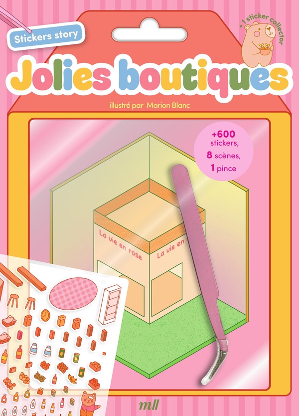 STICKERS STORY - JOLIES BOUTIQUES - 8 ADORABLES SCENES A COMPLETER - 600 STICKERS ET UNE PINCE INCLU