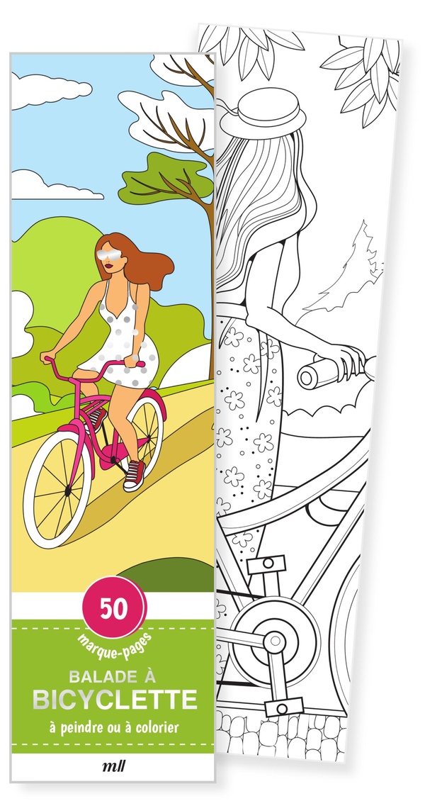 MARQUE-PAGES - BALADE A BICYCLETTE - 50 MARQUE-PAGES A PEINDRE OU A COLORIER