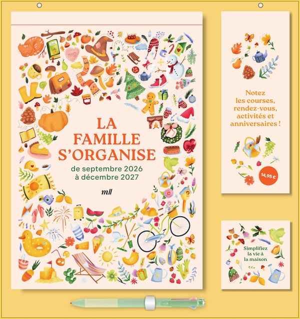 ORGANISEUR - LA FAMILLE S'ORGANISE - CALENDRIER DE SEPTEMBRE 2026 A DECEMBRE 2027, PENSE-BETES, LIST