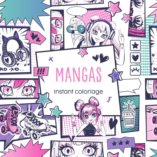 INSTANT COLORIAGE - MANGAS - 80 COLORIAGES ET 3 MARQUE-PAGES