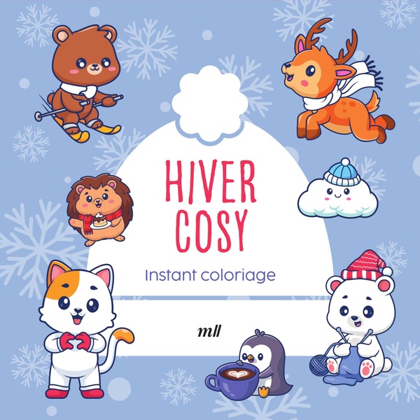 INSTANT COLORIAGE - HIVER COSY - PAGES DETACHABLES - 80 COLORIAGES + 3 MARQUE-PAGES