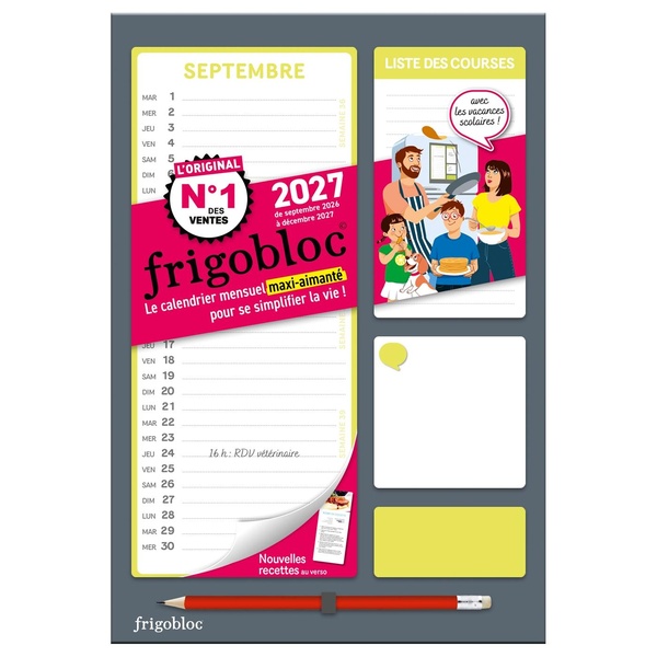FRIGOBLOC MENSUEL COMPACT 2027 - CALENDRIER COMPACT / MOIS (DE SEPT. 2026 A DEC. 2027)