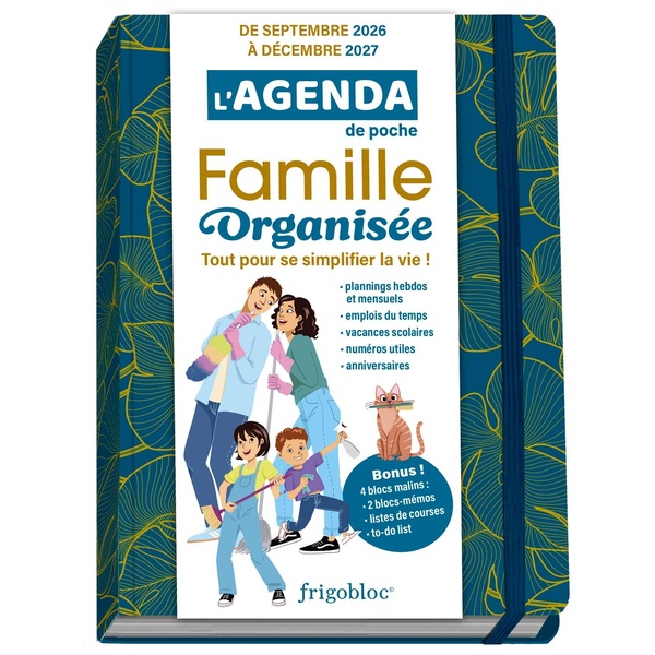 L'AGENDA DE POCHE 2027 DE LA FAMILLE ORGANISEE - BLEU (DE SEPT. 2026 A DEC. 2027)