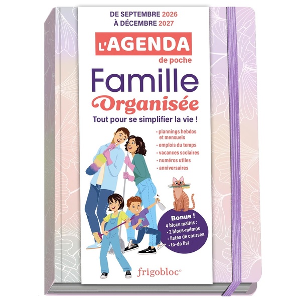L'AGENDA DE POCHE 2027 DE LA FAMILLE ORGANISEE - ROSE (DE SEPT. 2026 A DEC. 2027)