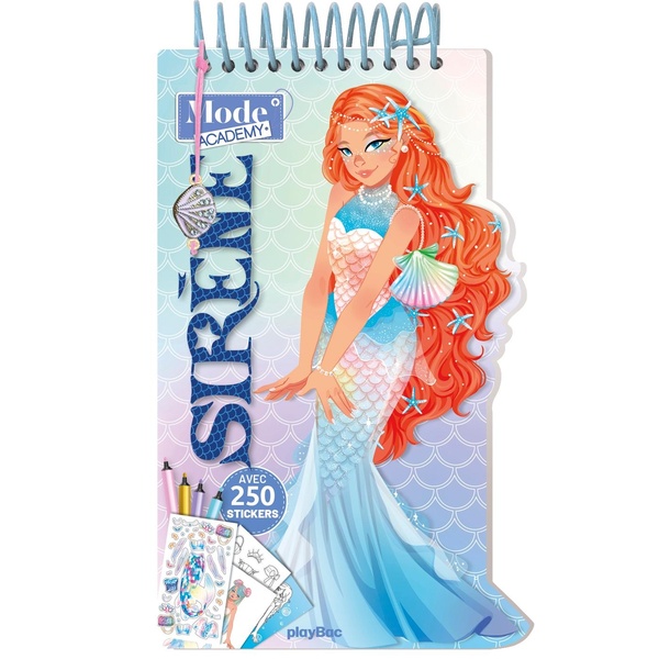 CARNET CREATIF MODE ACADEMY SIRENE (AVEC UN BRACELET) NE - AVEC 250 STICKERS