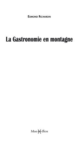 GASTRONOMIE EN MONTAGNE (LA)