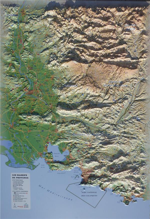 CARTE EN RELIEF DES MASSIFS DE PROVENCE