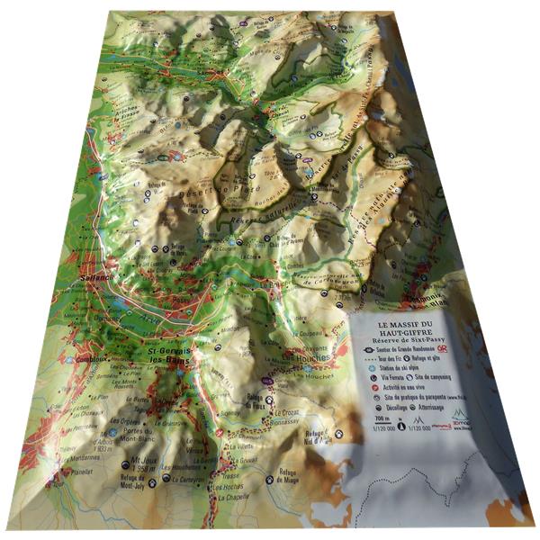 CARTE EN RELIEF DU MASSIF DU HAUT-GIFFRE RESERVE DE SIXT-PASSY