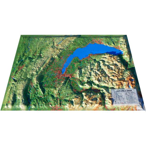 CARTE EN RELIEF DU JURA & LEMAN