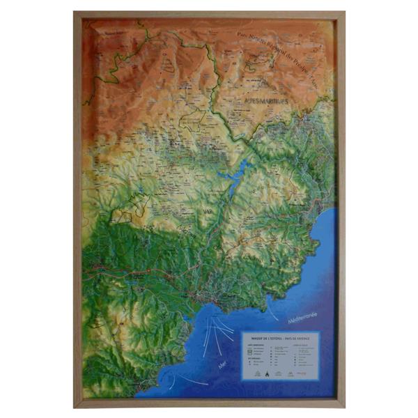 CARTE EN RELIEF DU MASSIF DE L'ESTEREL - PAYS DE FAYENCE