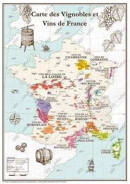 CARTE DES VIGNOBLES ET VINS DE FRANCE - AFFICHE 50X70CM