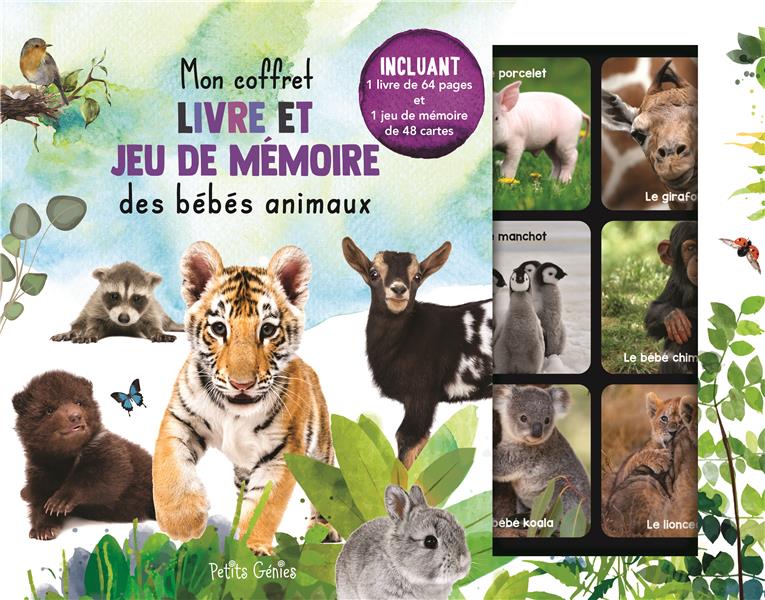 MON COFFRET LIVRE ET JEU DE MEMOIRE DES BEBES ANIMAUX - INCLUANT 1 LIVRE DE 64 PAGES ET 1 JEU MEMOIR