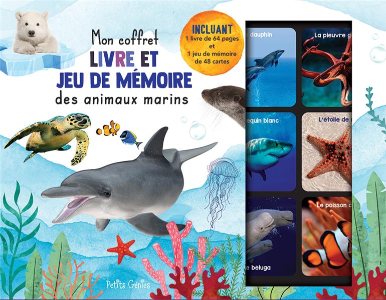 MON COFFRET LIVRE ET JEU DE MEMOIRE DES ANIMAUX MARINS - INCLUANT 1 LIVRE DE 64 PAGES ET 1 JEU MEMOI