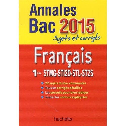 ANNALES BAC 2015 - SUJETS ET CORRIGES - FRANCAIS 1RE SERIES TECHNOLOGIQUES