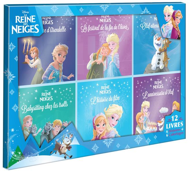 LA REINE DES NEIGES - COFFRET 12 LIVRES - 6 HISTOIRES + 6 COLORIAGES - DISNEY