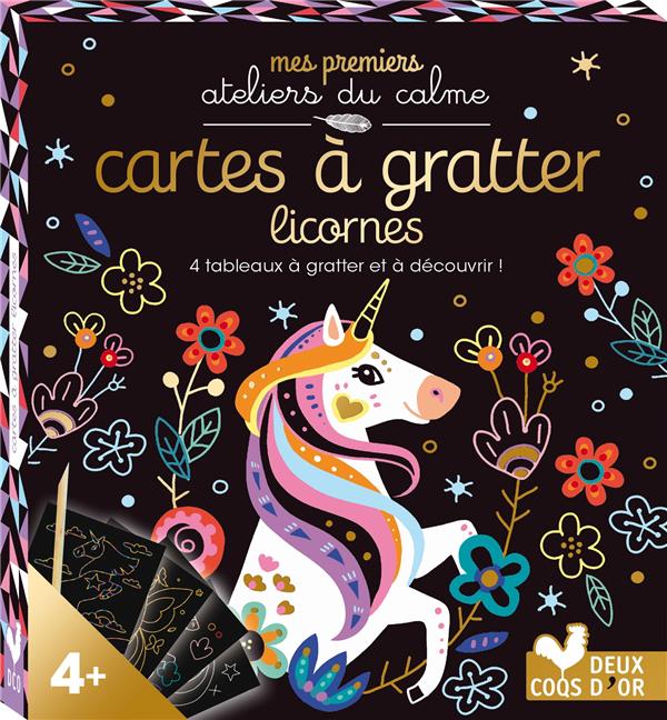 CARTES A GRATTER LICORNES - MINI-BOITE AVEC ACCCESSOIRES