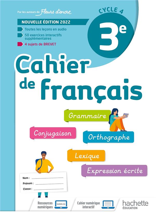 CAHIER DE FRANCAIS CYCLE 4/3E - CAHIER D'ACTIVITES - ED. 2022