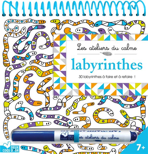 LABYRINTHES - BLOC A SPIRALE AVEC FEUTRE EFFACABLE